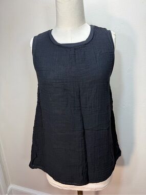 Micheal Stars Black Textured Scoop-Neck Tank Top